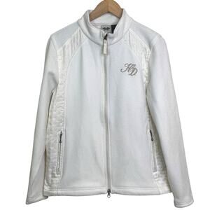 Harley Davidson Women's Size Large Off White Fleece Zip Up HD Jacket